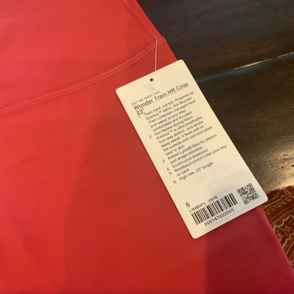 Lululemon Wunder Train HR CROP 23”in Vintage Rose, size 6, NWT, MSRP$98 - Picture 7 of 7